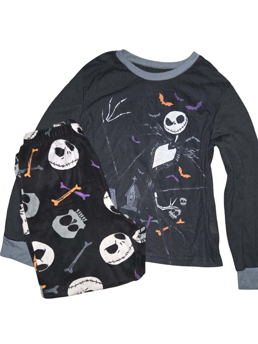 Kids Black Halloween Skull Pajama Set